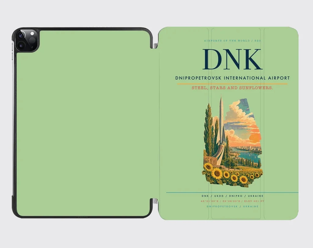 Dnipropetrovsk International Airport (DNK) design on light green ipad tablet case