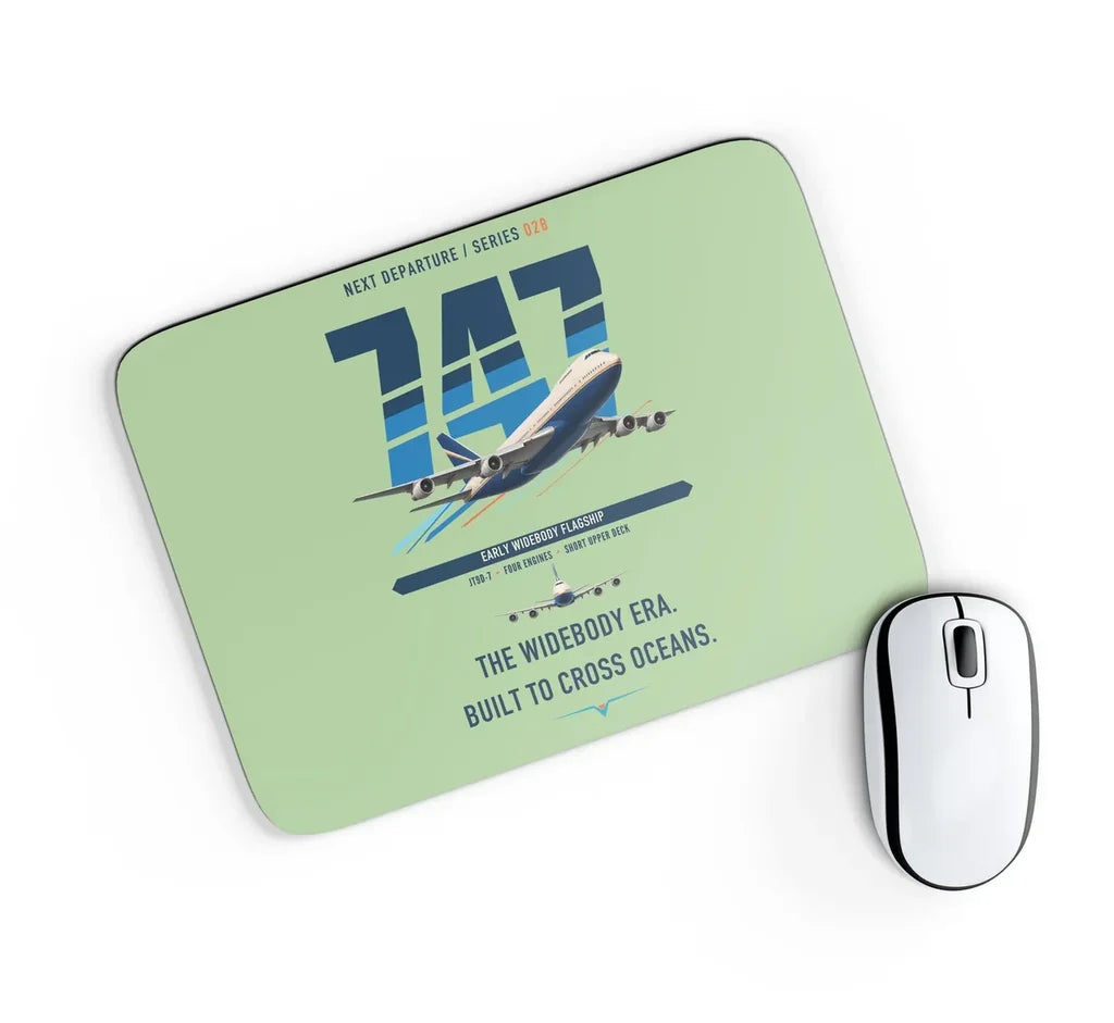 Boeing 747-200B design on light green rectangle mouse pad