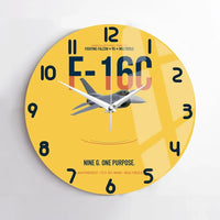 Thumbnail for F-16C Fighting Falcon Nine G One Purpose design on yellow no frame wall clock