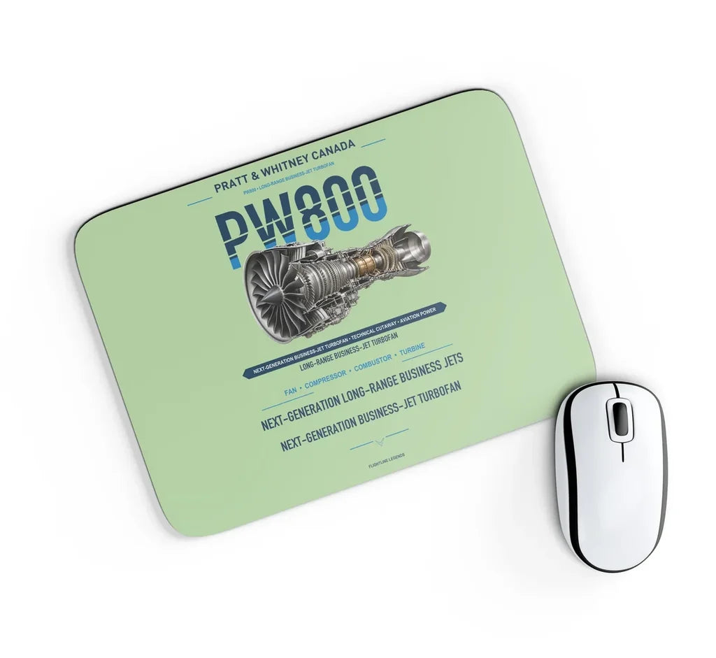 PW800 design on light green rectangle mouse pad