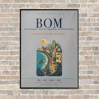 Thumbnail for Chhatrapati Shivaji Maharaj International Airport Mumbai BOM vertical canvas print - framed - light gray background