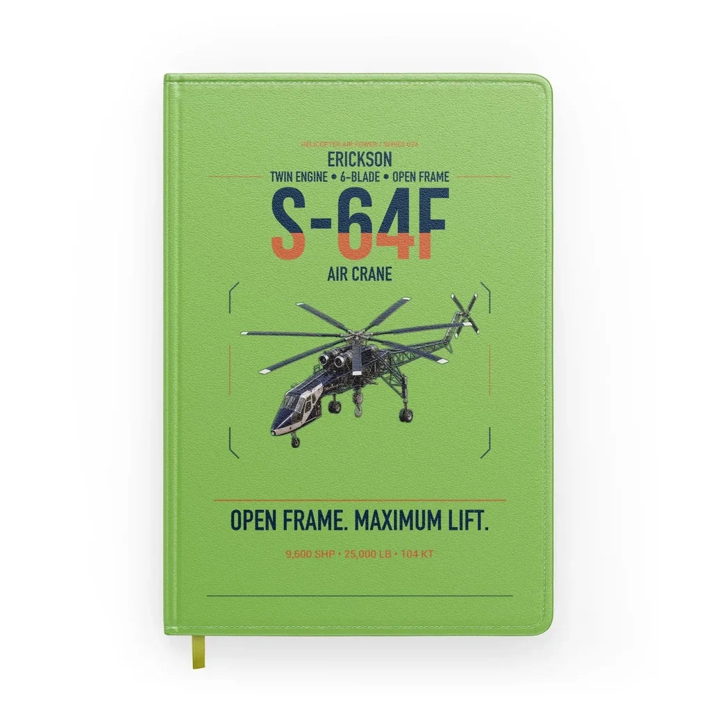 Erickson S-64F Air Crane design on light green notebook