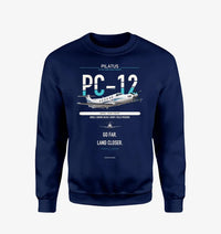 Thumbnail for Pilatus PC-12 PRO design on navy blue sweatshirt