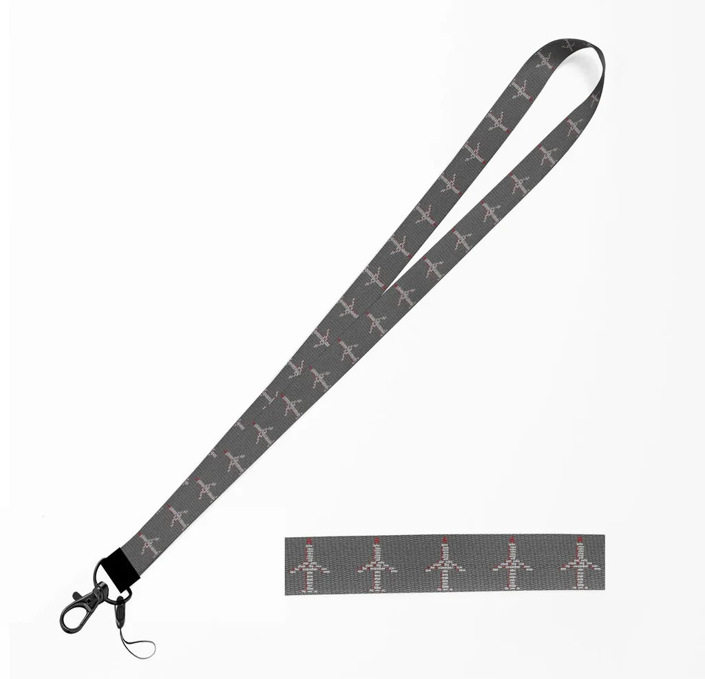Airplane Shape Aviation Alphabet lanyard - gray