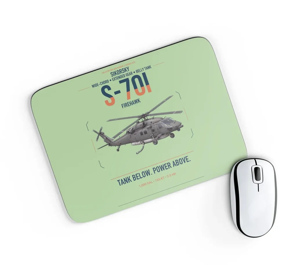 Sikorsky S-70i FIREHAWK design on light green rectangle mouse pad