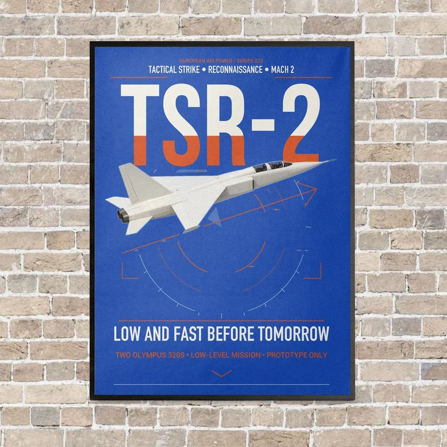 BAC TSR-2 vertical canvas print - framed - blue background