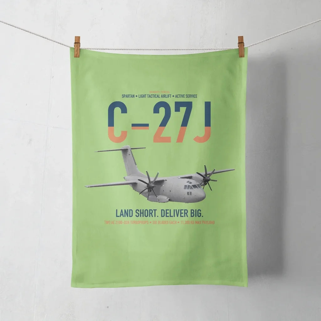 C-27J Spartan design on light green towel