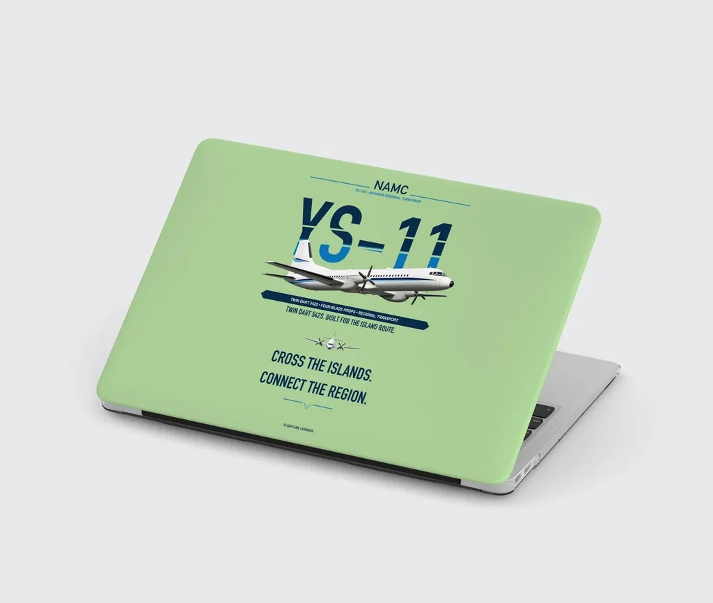 NAMC YS-11A design on light green MacBook case