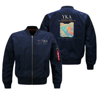 Thumbnail for Kamloops Airport (YKA) design on blue bomber jacket