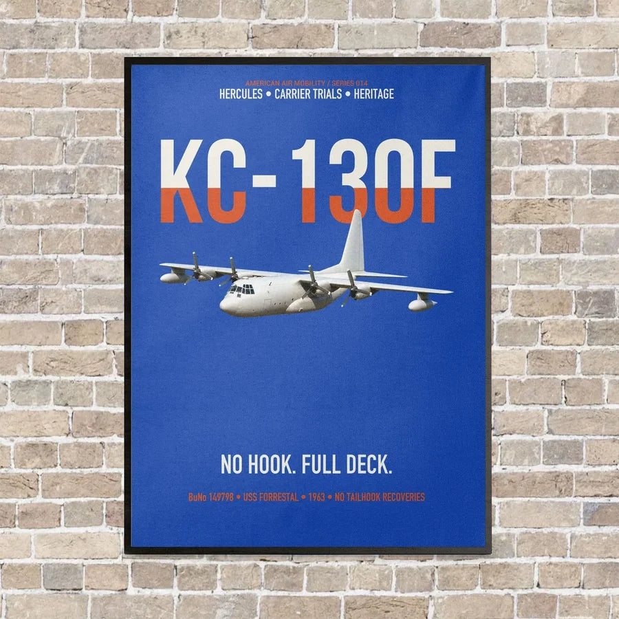 KC-130F BuNo 149798 vertical canvas print - framed - blue background
