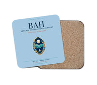 Thumbnail for Bahrain International Airport (BAH) design on light blue 1 piece coaster