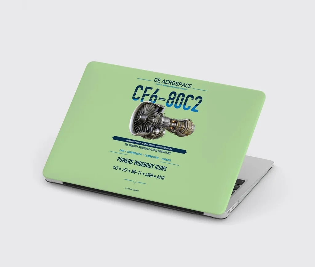 CF6-80C2 design on light green MacBook case