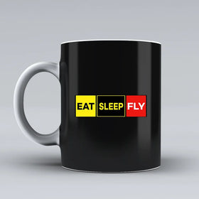 Eat Sleep Fly (Colourful) Ceramic White Mugs