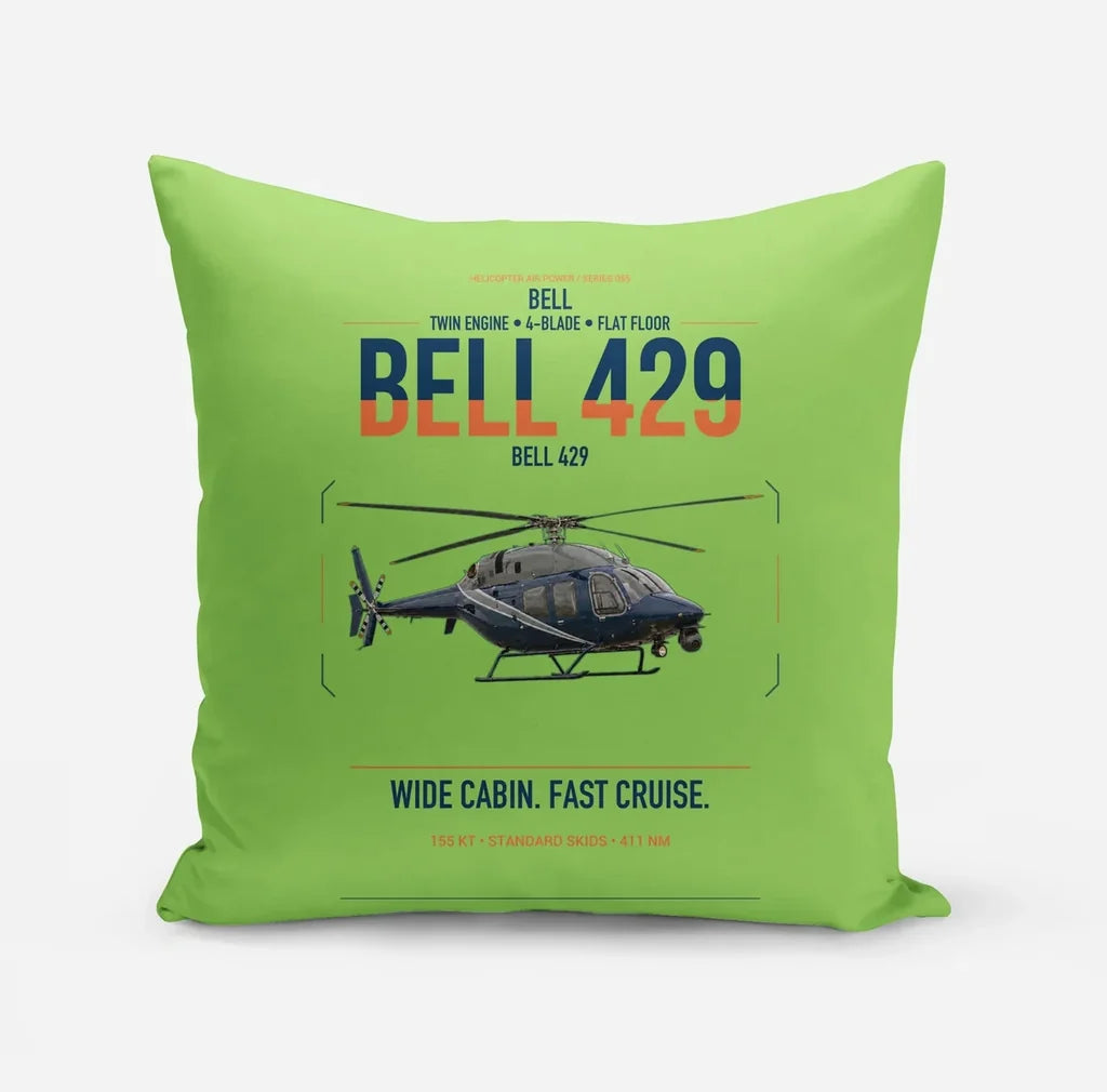 Bell 429 design on light green pillow