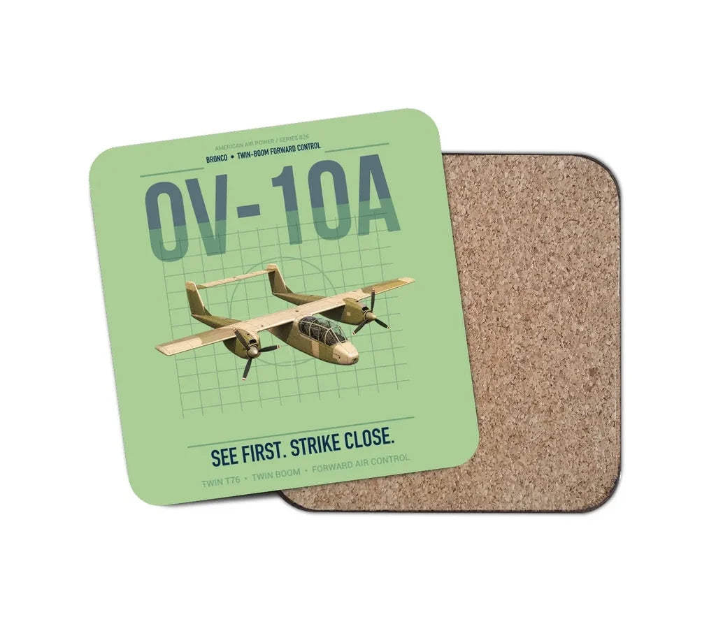 OV-10A Bronco design on light green 1 piece coaster