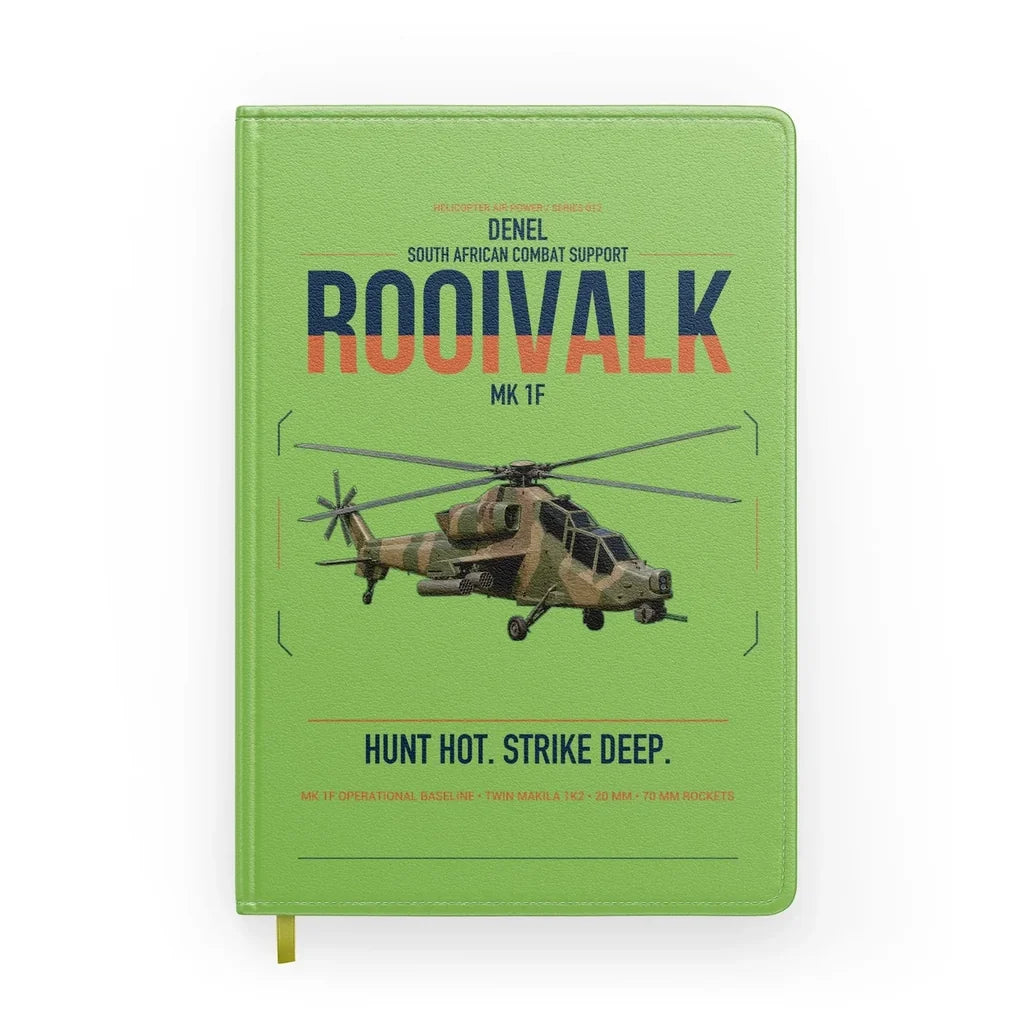 Denel Rooivalk Mk 1F design on light green notebook