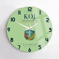 Thumbnail for Kagoshima Airport (KOJ) design on light green no frame wall clock