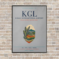 Thumbnail for Kigali International Airport KGL vertical canvas print - framed - light gray background