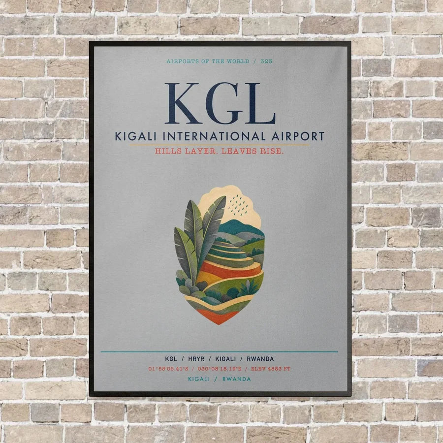 Kigali International Airport KGL vertical canvas print - framed - light gray background