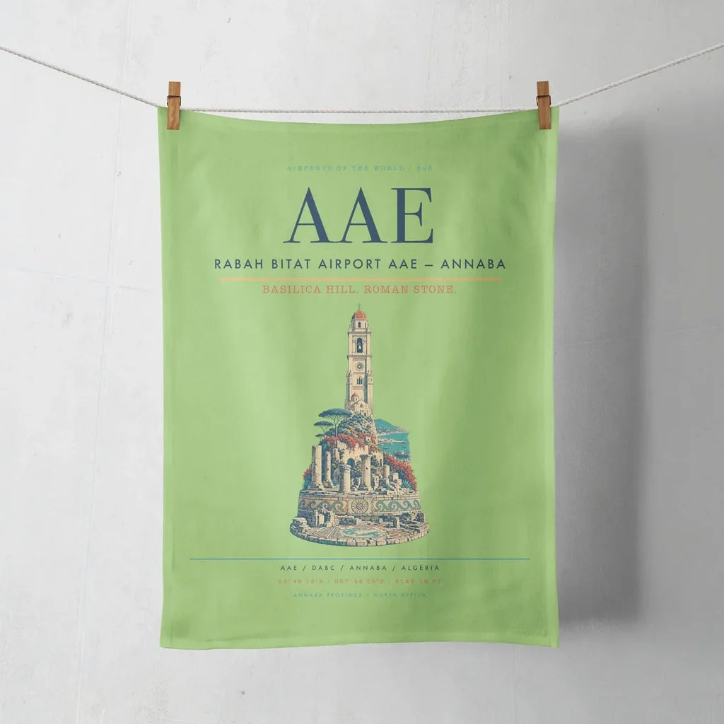 Rabah Bitat Airport (AAE) design on light green towel