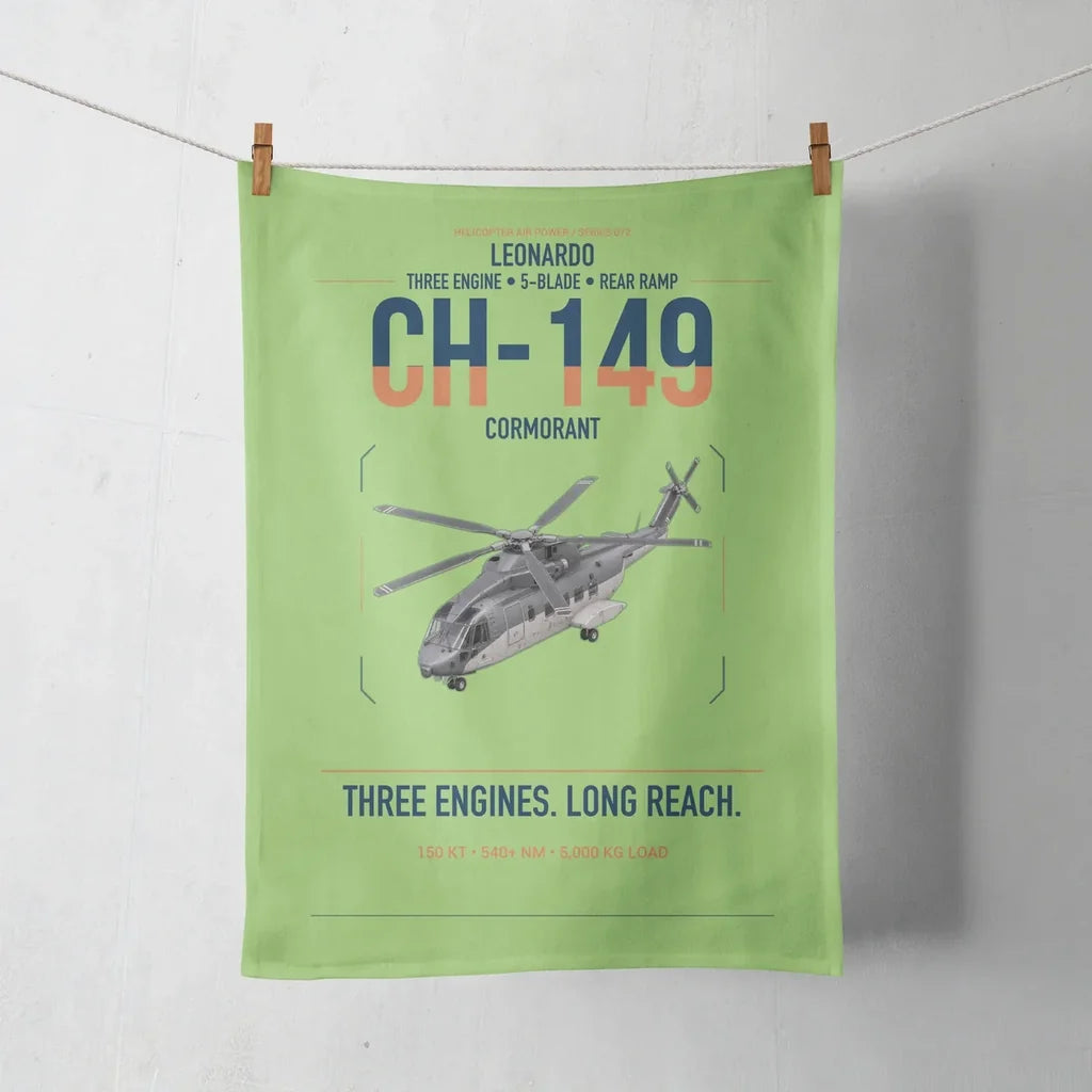 Leonardo CH-149 Cormorant design on light green towel