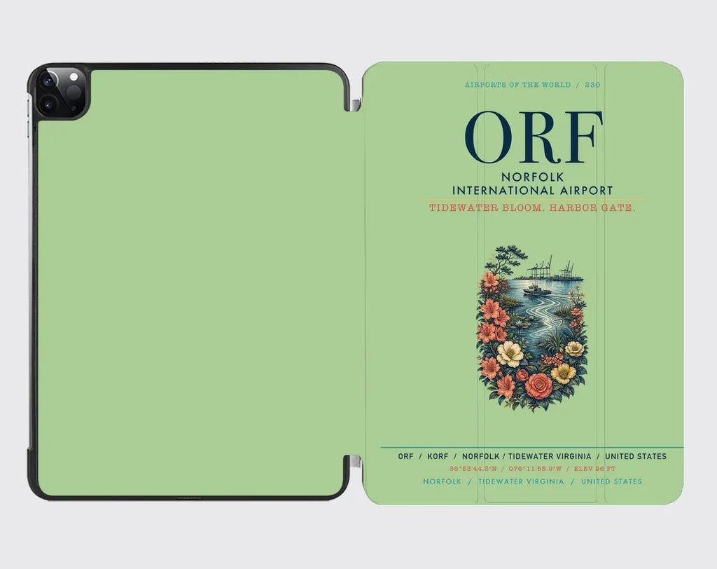 Norfolk International Airport (ORF) design on light green ipad tablet case