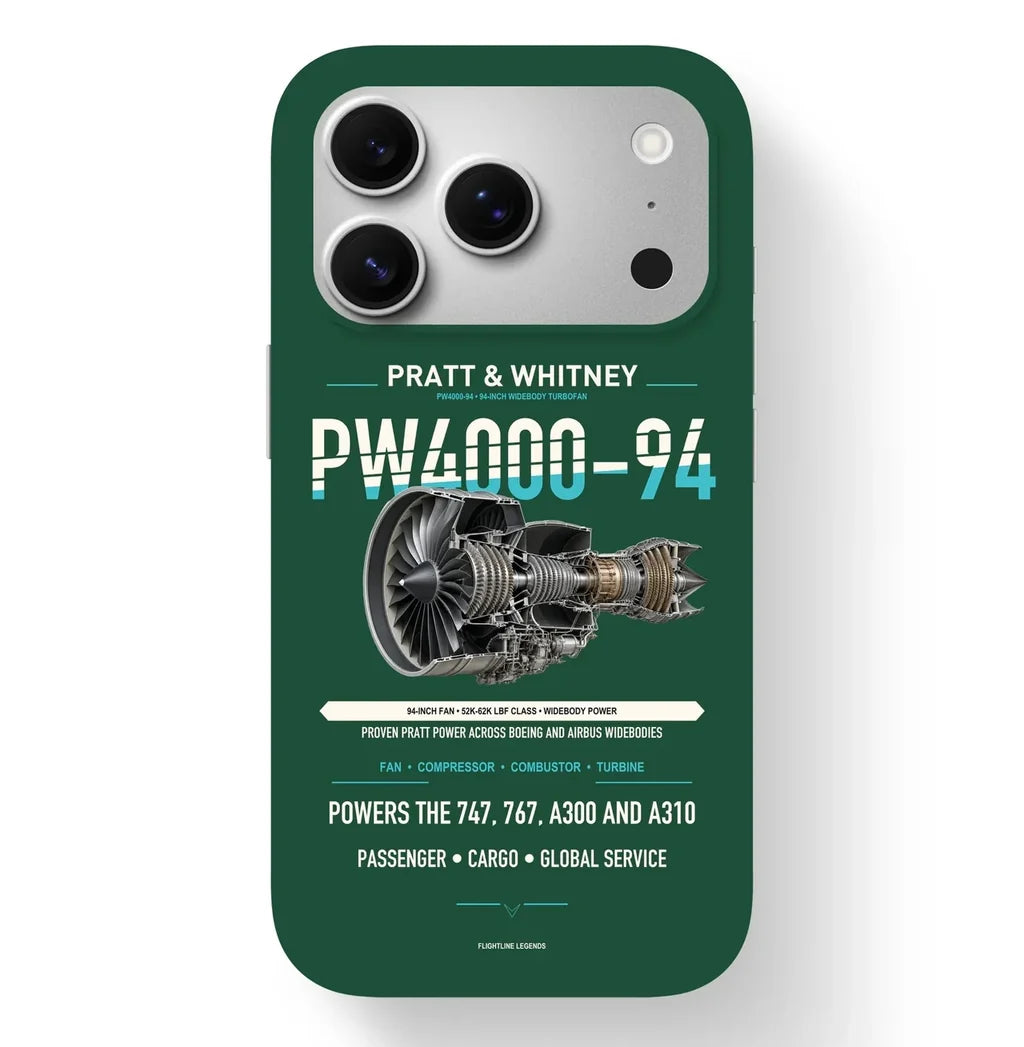 PW4000-94 Case design on dark green iphone case