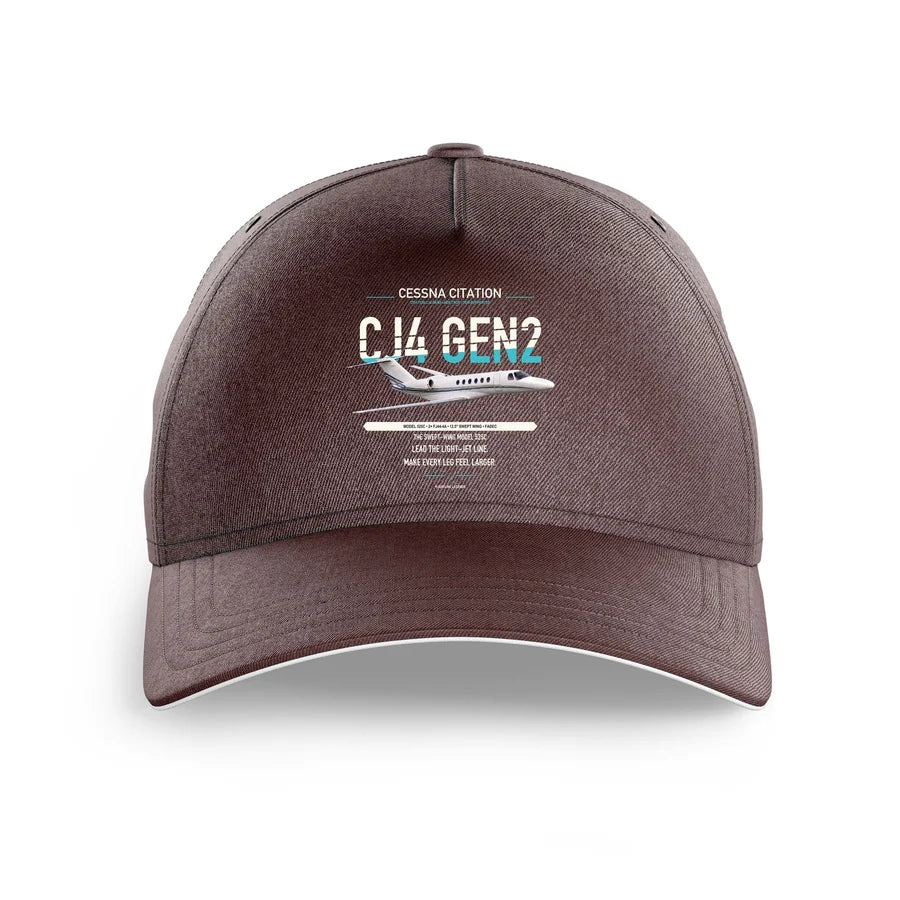 Cessna Citation CJ4 Gen2 design on brown printed hat