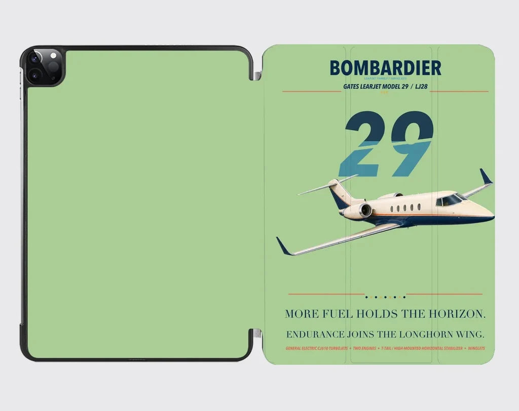 Bombardier Learjet 29 design on light green ipad tablet case