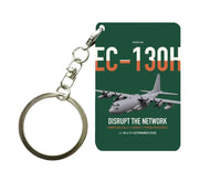 Thumbnail for EC-130H Compass Call design on dark green designed key chain, double-side print