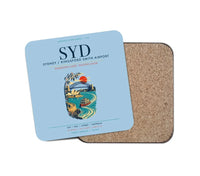 Thumbnail for Sydney Kingsford Smith Airport (SYD) design on light blue 1 piece coaster