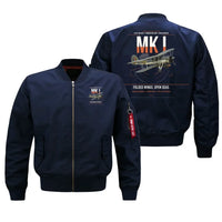Thumbnail for Fairey Swordfish Mk I design on blue bomber jacket, double-side print