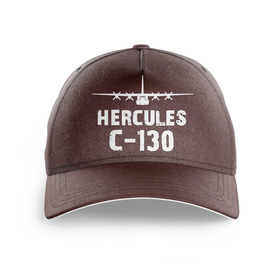 Military Transport Airplane C 130 printed hat - brown