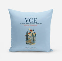 Thumbnail for Venice Marco Polo Airport (VCE) design on light blue pillow
