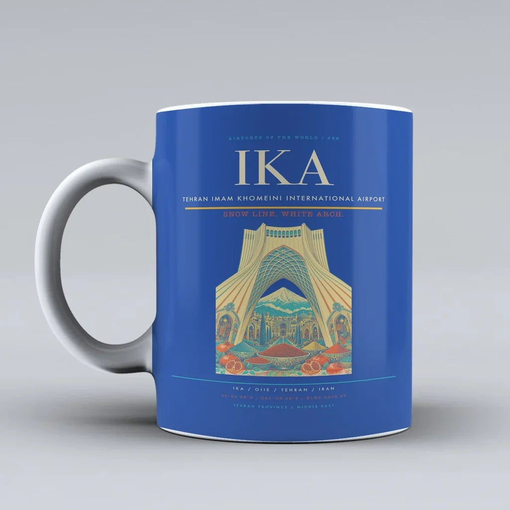 Imam Khomeini International Airport IKA Mug design on blue tehran