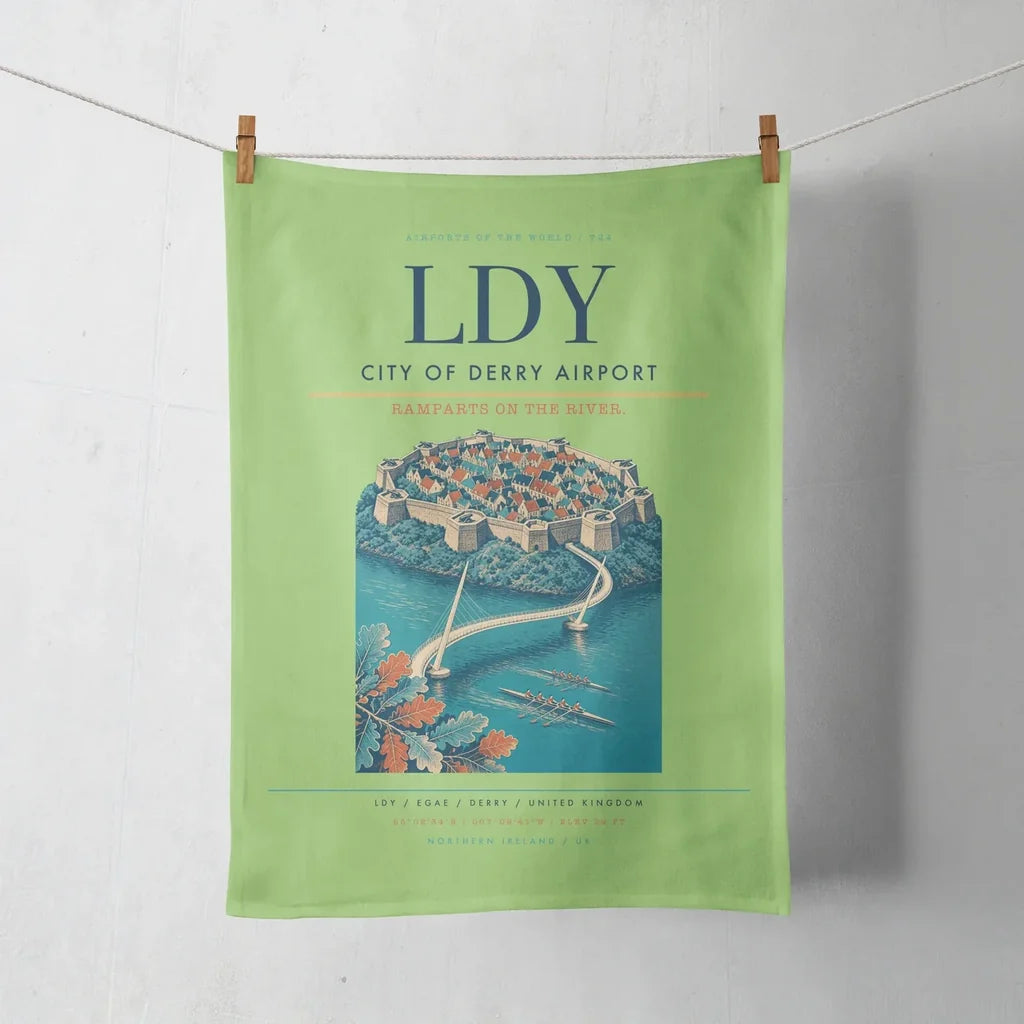 City of Derry Airport (LDY) design on light green towel