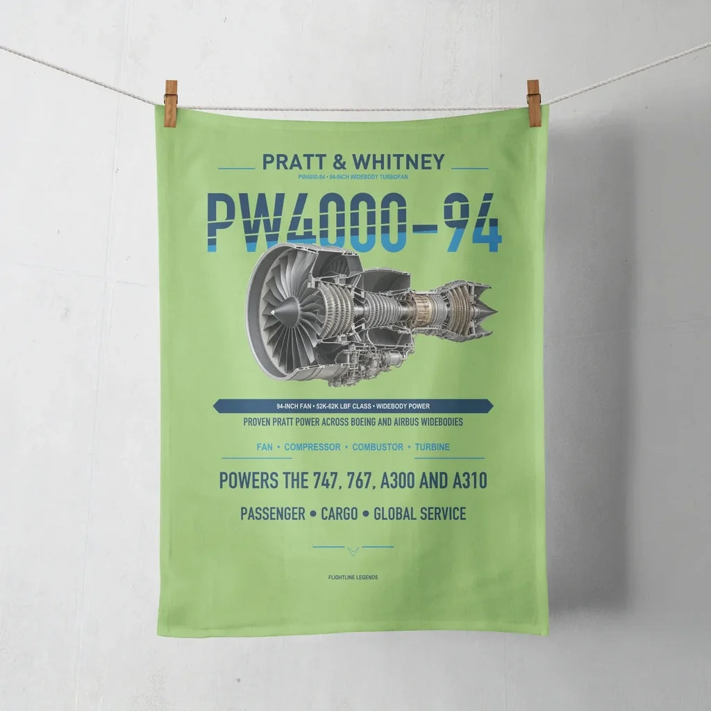 PW4000-94 design on light green towel