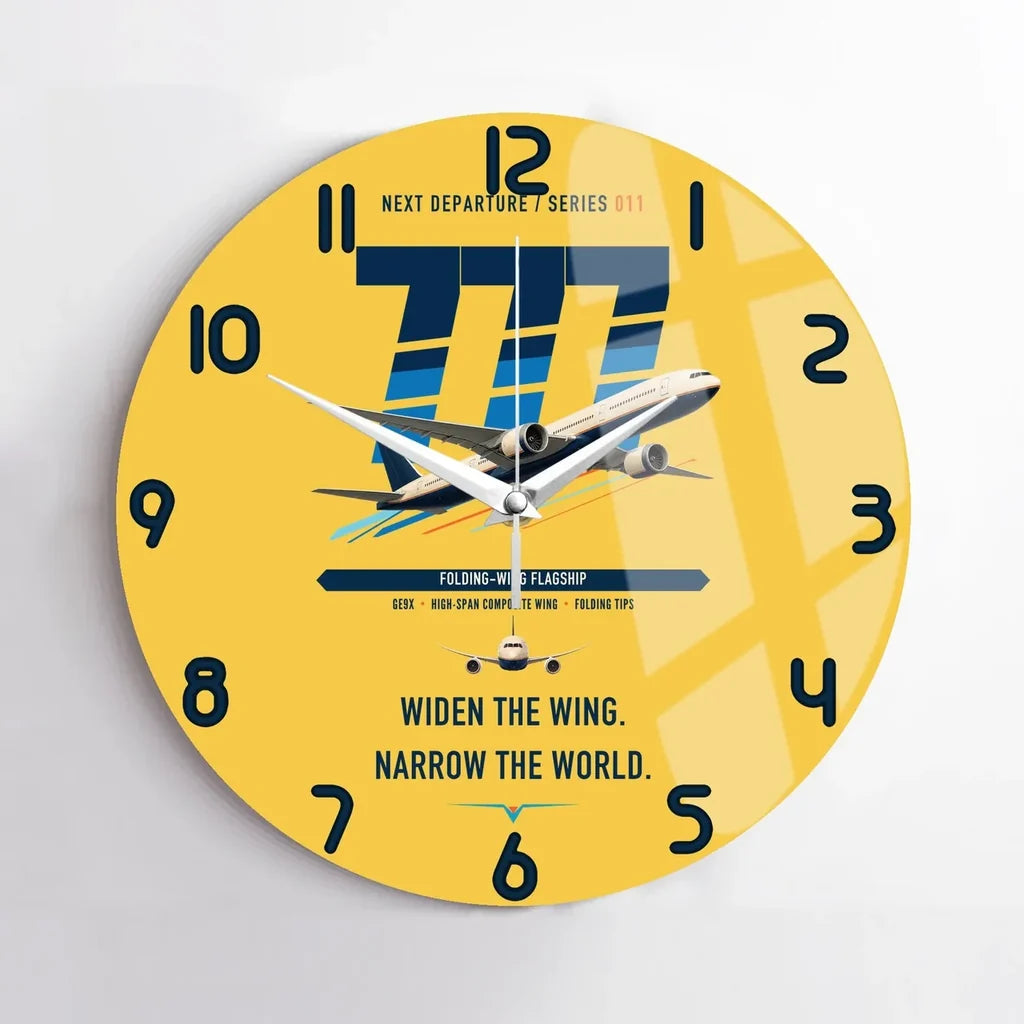 Boeing 777-9 design on yellow no frame wall clock