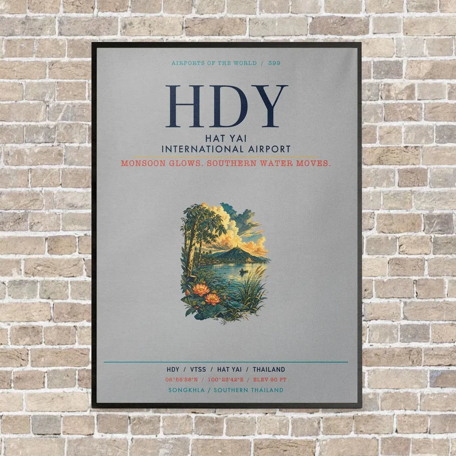 Hat Yai International Airport HDY vertical canvas print - framed - light gray background