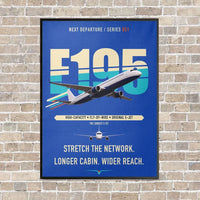 Thumbnail for Embraer E195 vertical canvas print - framed - blue background