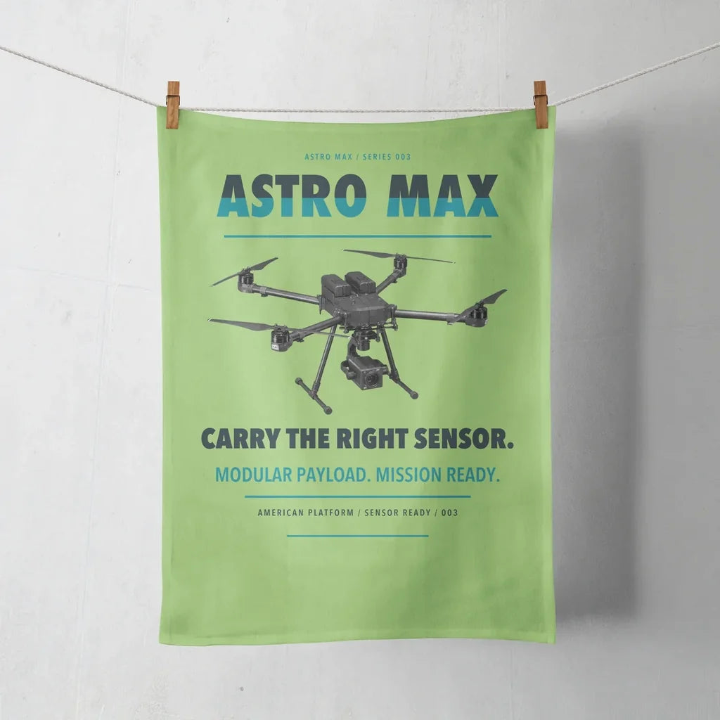 Freefly Astro Max design on light green towel