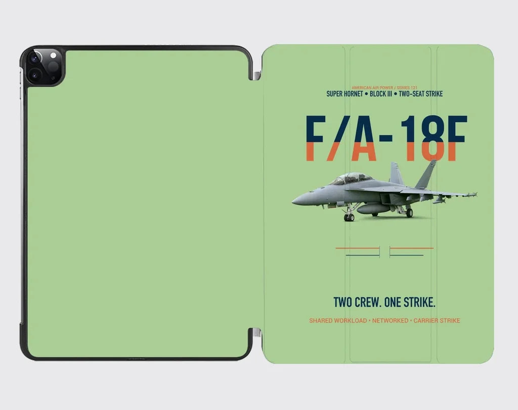 F-A-18F Super Hornet Block III Two Crew One Strike design on light green ipad tablet case