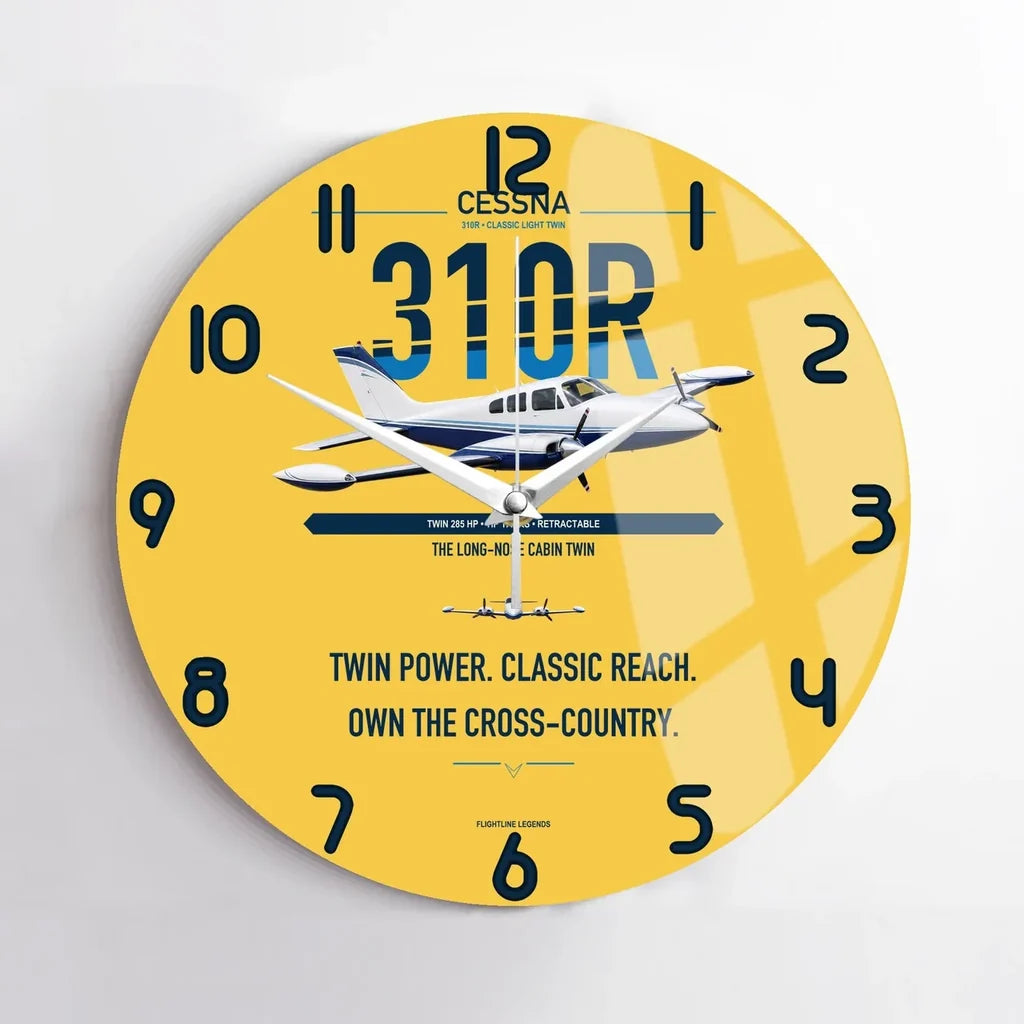 Cessna 310R design on yellow no frame wall clock