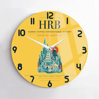 Thumbnail for Harbin Taiping International Airport (HRB) design on yellow no frame wall clock