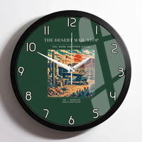 Thumbnail for VINTAGE G4151 - The Desert Mail Stop - Designed Wall Clocks design on darkgreen framed