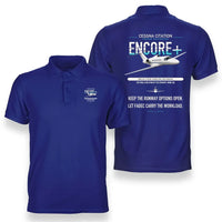Thumbnail for Cessna Citation Encore+ design on blue double-side polo t-shirt, double-side print