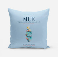 Thumbnail for Velana International Airport Malé (MLE) design on light blue pillow