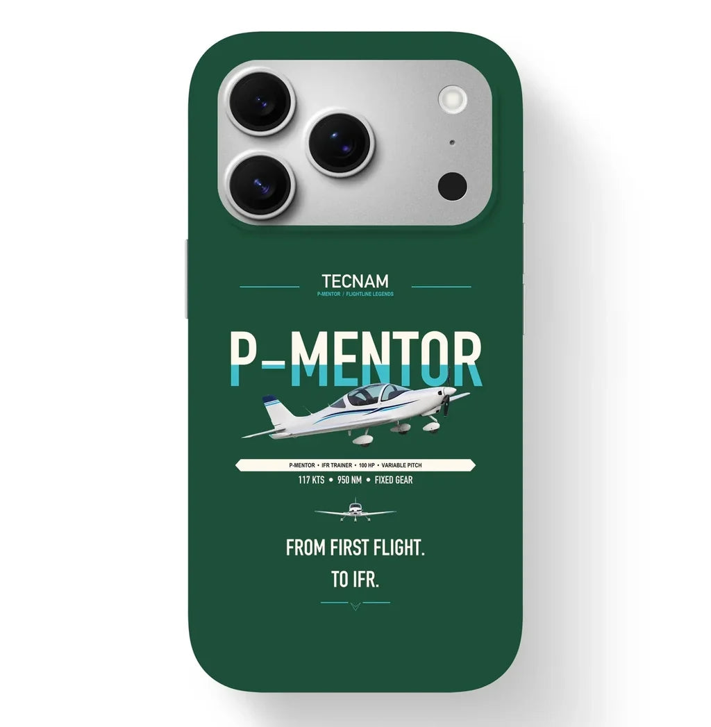 Tecnam P-Mentor design on dark green magsafe iphone case, for iPhone 17 Pro