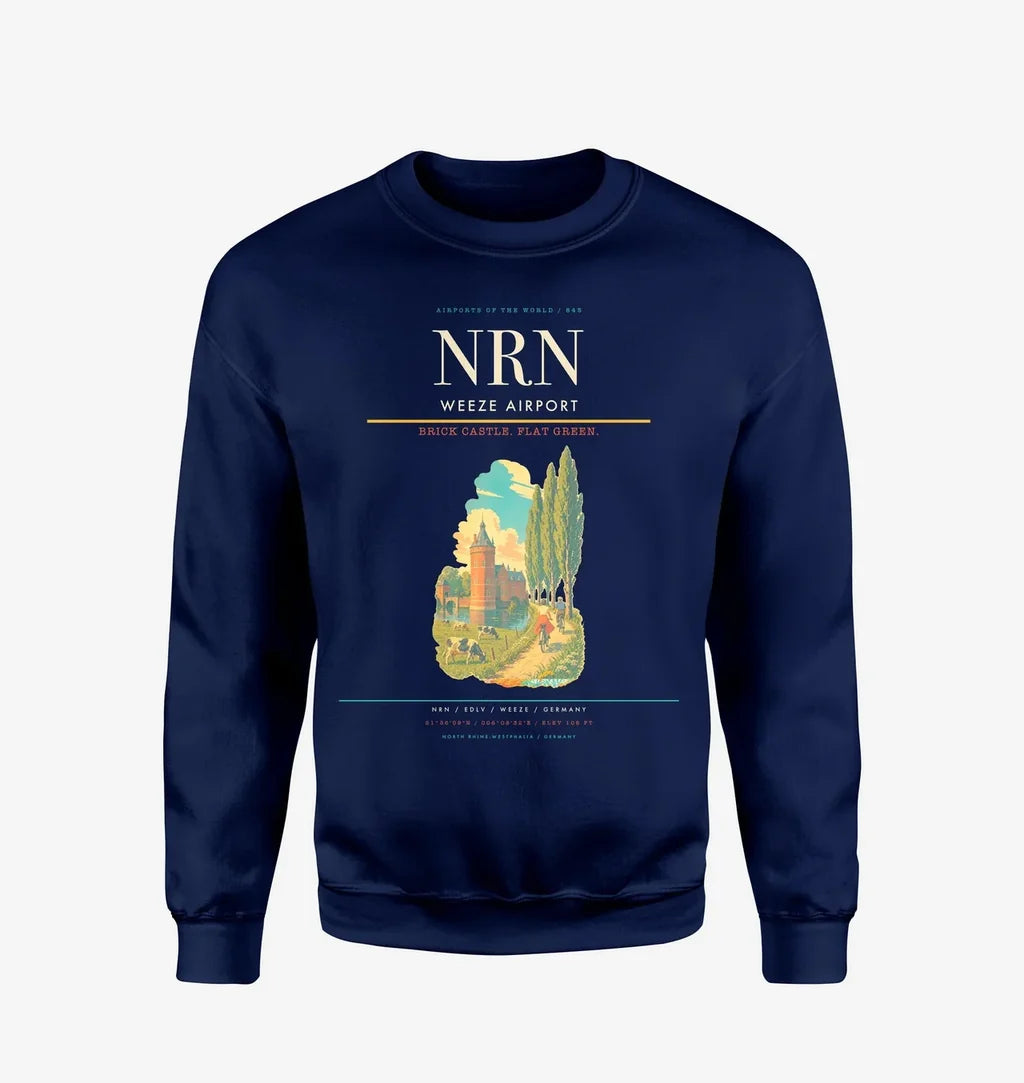 Weeze Airport (NRN) design on navy blue sweatshirt