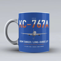 Thumbnail for Boeing KC-767A design on blue ceramic mug, double-side print